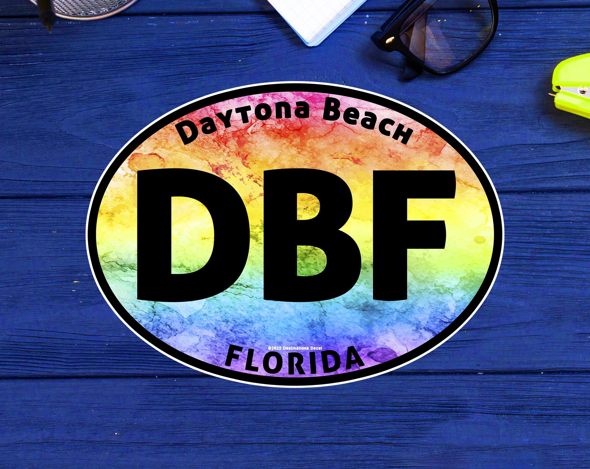 Daytona Beach Florida DBF Decal Sticker 4" Surf Rainbow Surfing Laptop