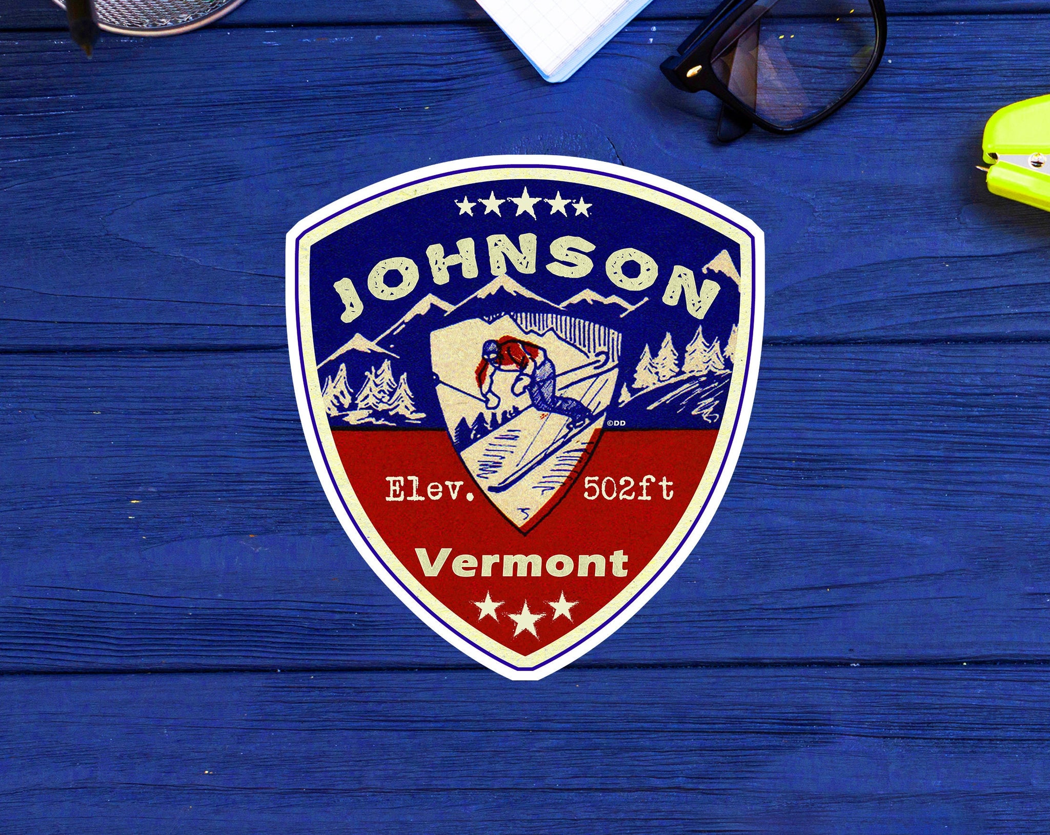 Johnson Vermont Skiing Sticker Ski Decal 3.25"