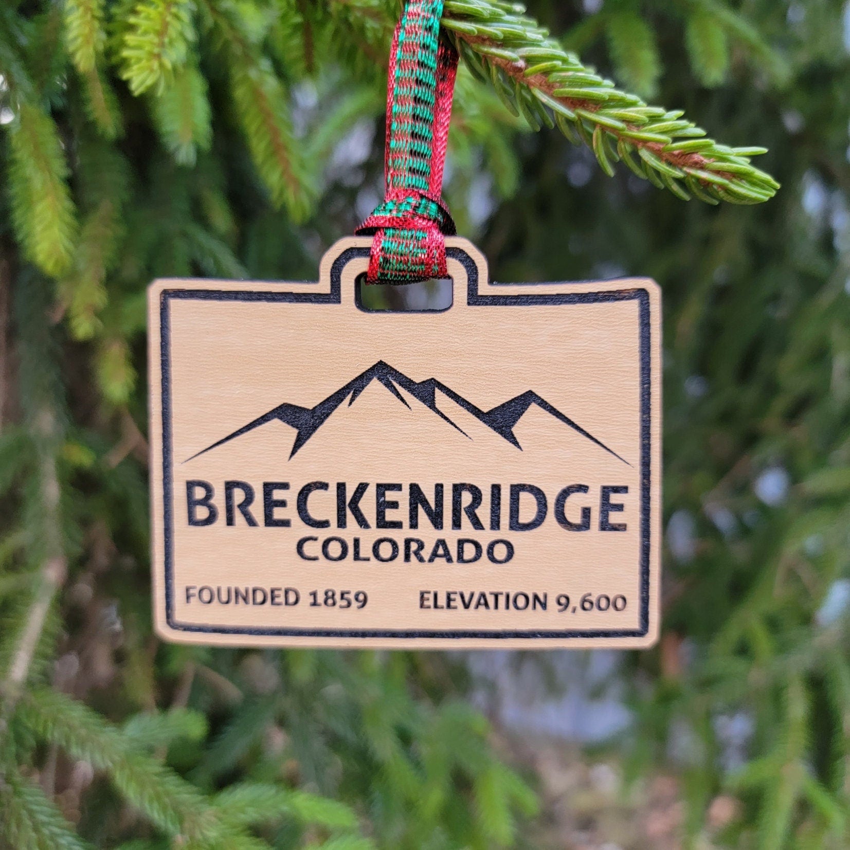 Breckenridge Colorado Ornament Christmas EcoBirch Laser Cut Skiing Ski Mountains