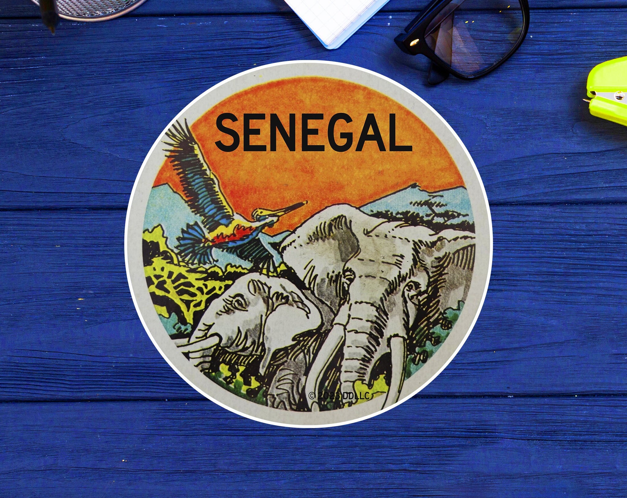 Senegal Africa Elephant Vinyl Decal Sticker 3" To 5" Indoor Outdoor Laptop
