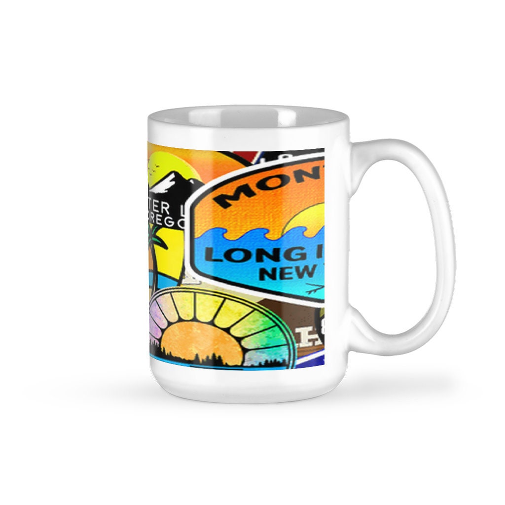 Destinations Decal Ceramic Mug 15oz Coffee Cup