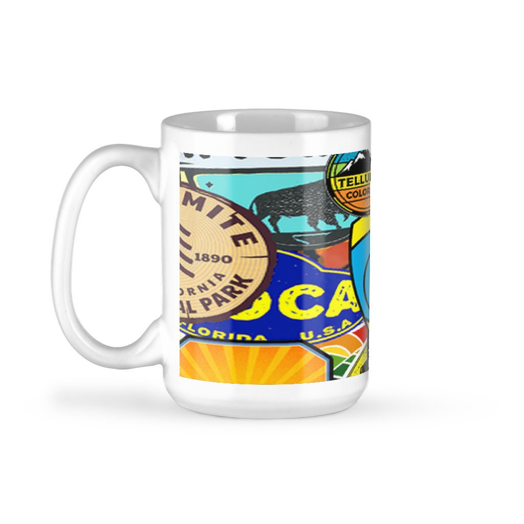 Destinations Decal Ceramic Mug 15oz Coffee Cup
