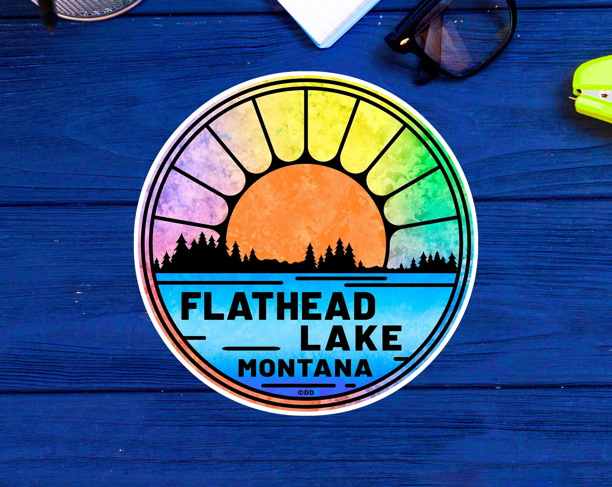 Flathead Lake Montana Sticker 3" To 5" Vinyl Decal Indoor Outdoor Laptop