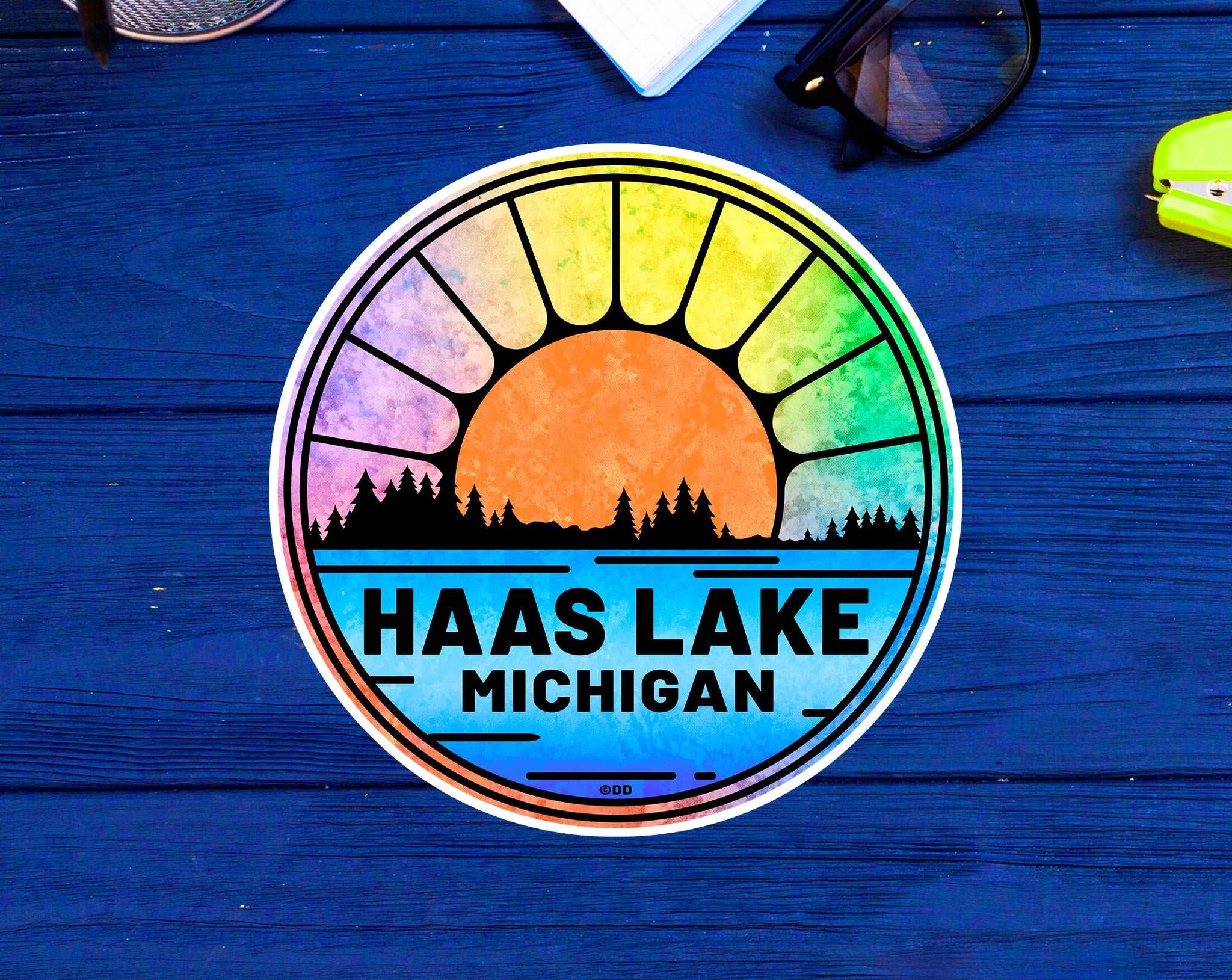Haas Lake Michigan Sticker 3" to 5" Decal Vinyl Indoor Or Outdoor