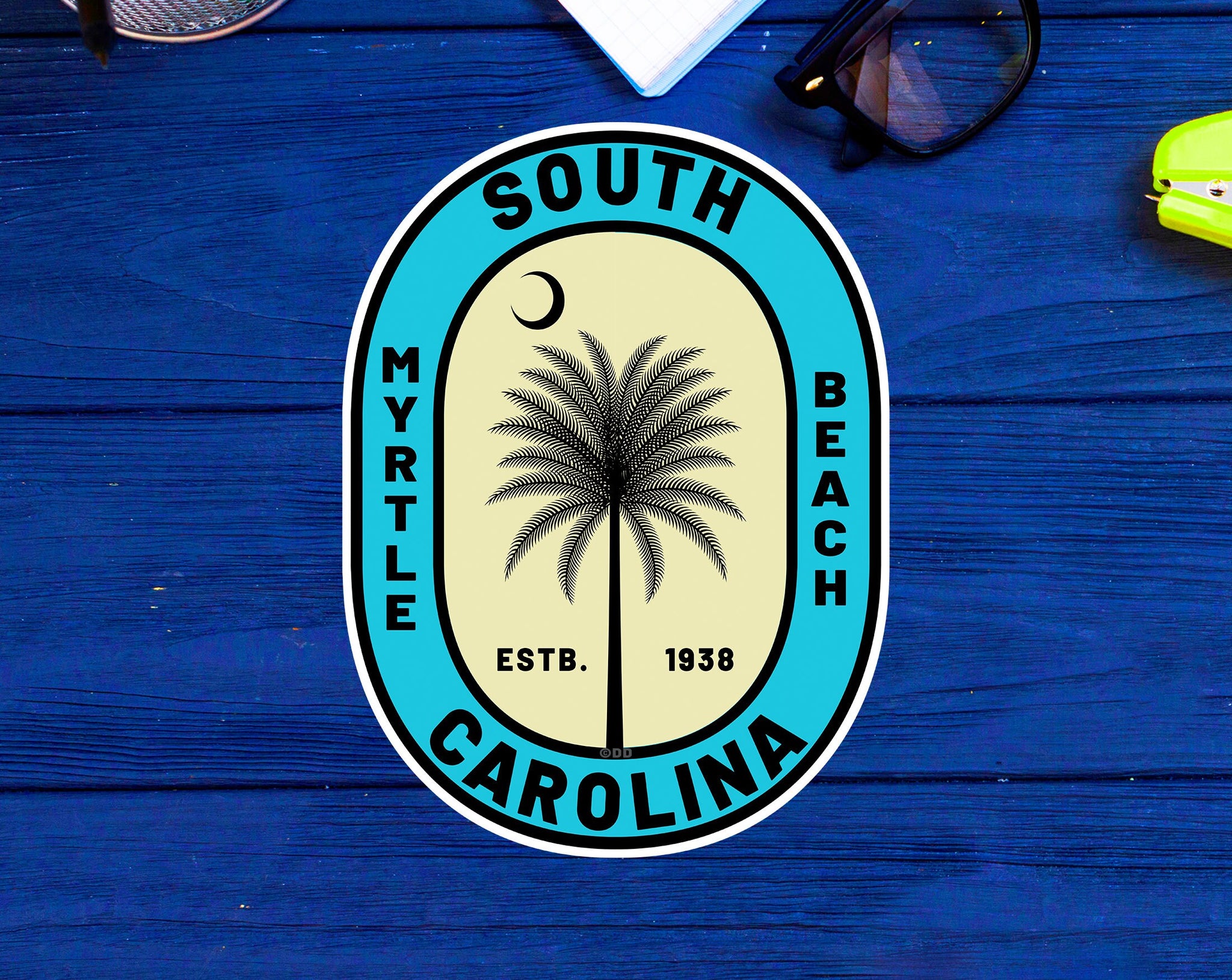 Myrtle Beach South Carolina Beach Sticker 3.9" Decal Vinyl Indoor Or Outdoor SC