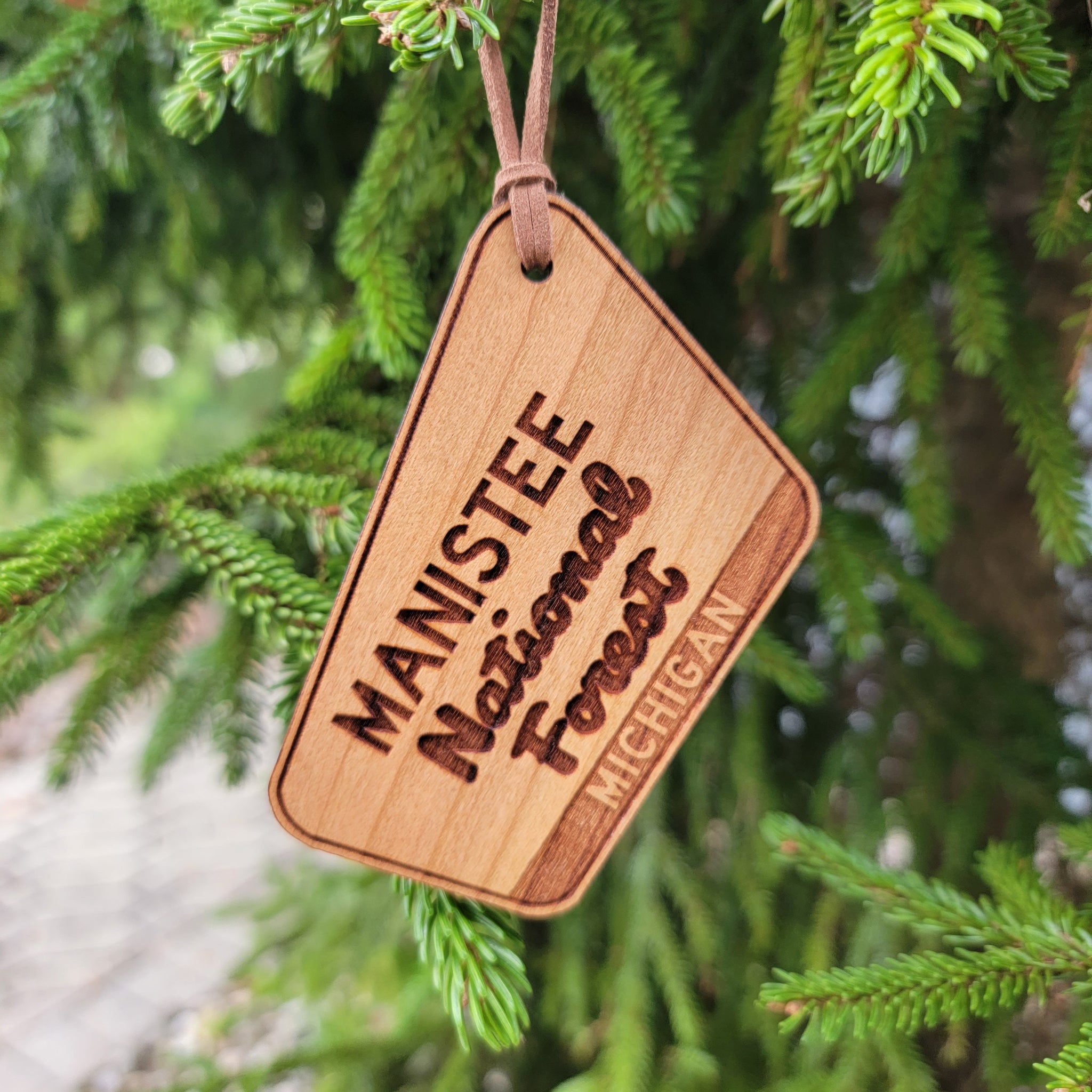 Manistee National Forest Ornament Wood Christmas Or Magnet Michigan MI Made In USA Gift Alder Laser Cut