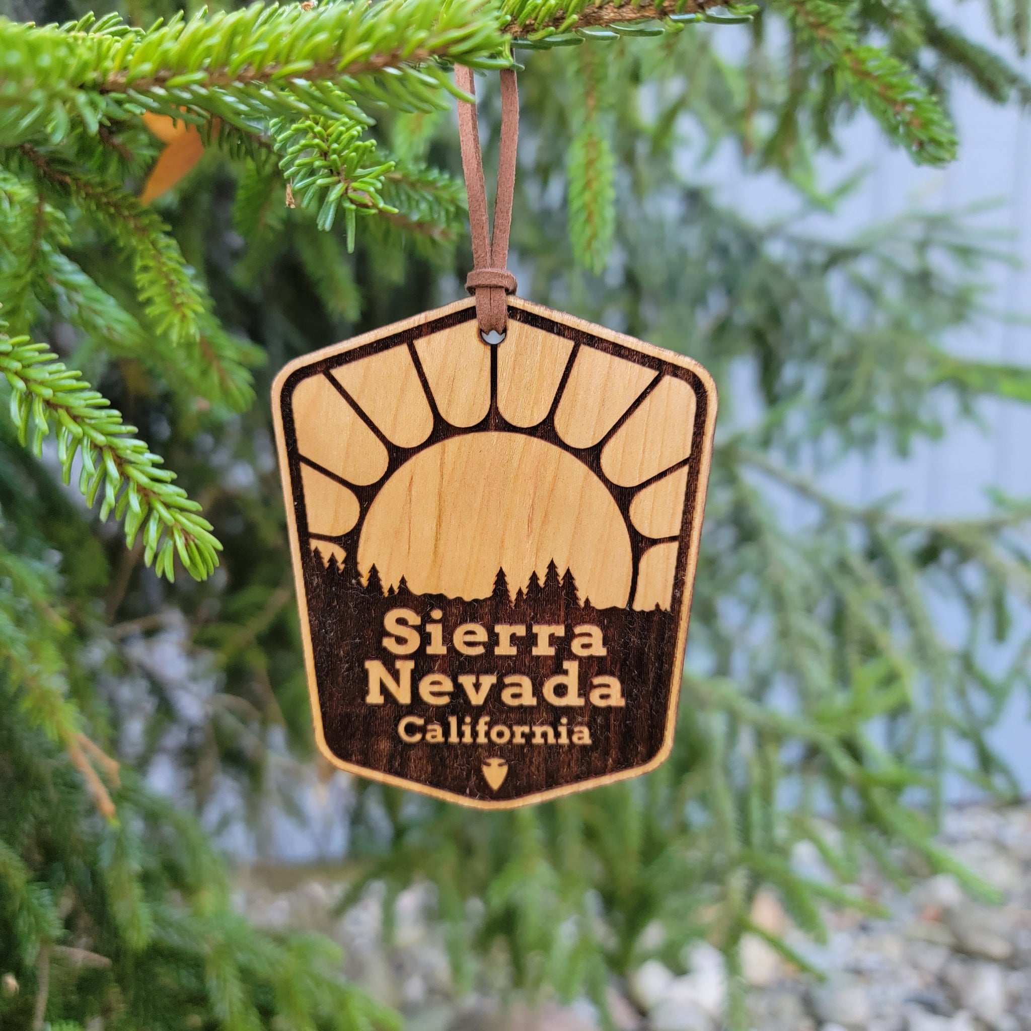 Sierra Nevada Ornament Wood Christmas Or Magnet California CA Made In USA Gift Alder Laser Cut
