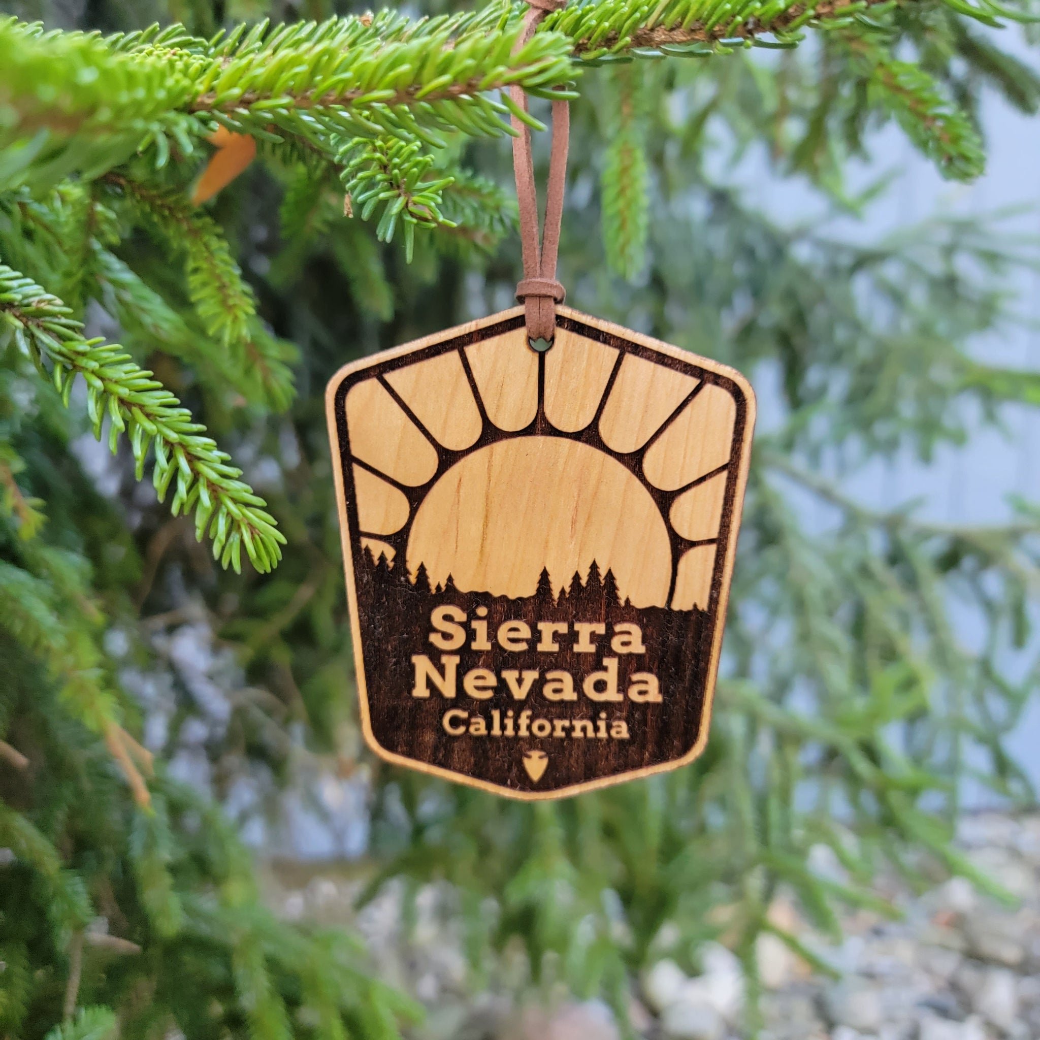 Sierra Nevada Ornament Wood Christmas Or Magnet California CA Made In USA Gift Alder Laser Cut