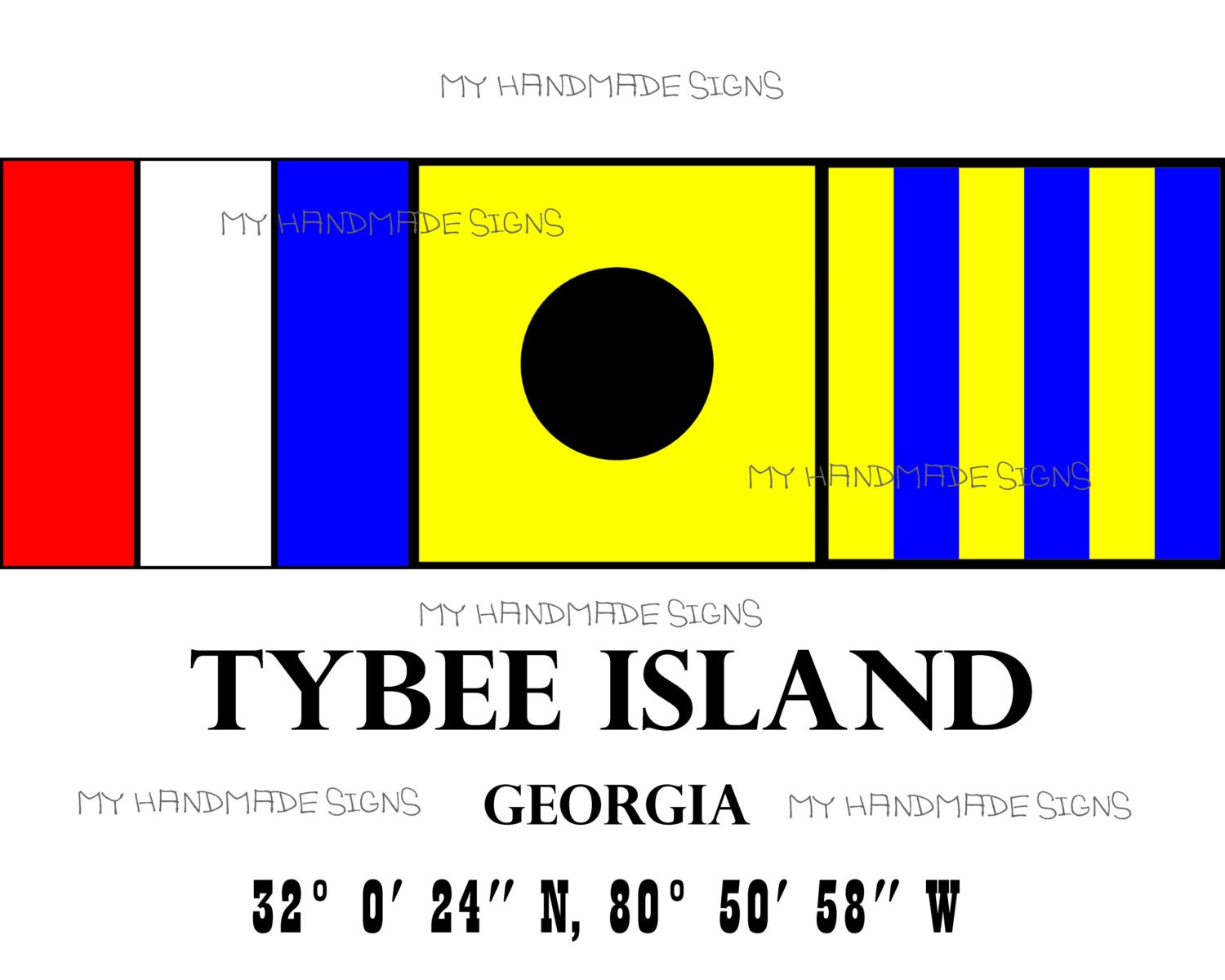 Tybee Island Nautical Flag Instant Download Art Print For 8 1/2" x 11" Paper Sized To 8" x 10" Sign Georgia