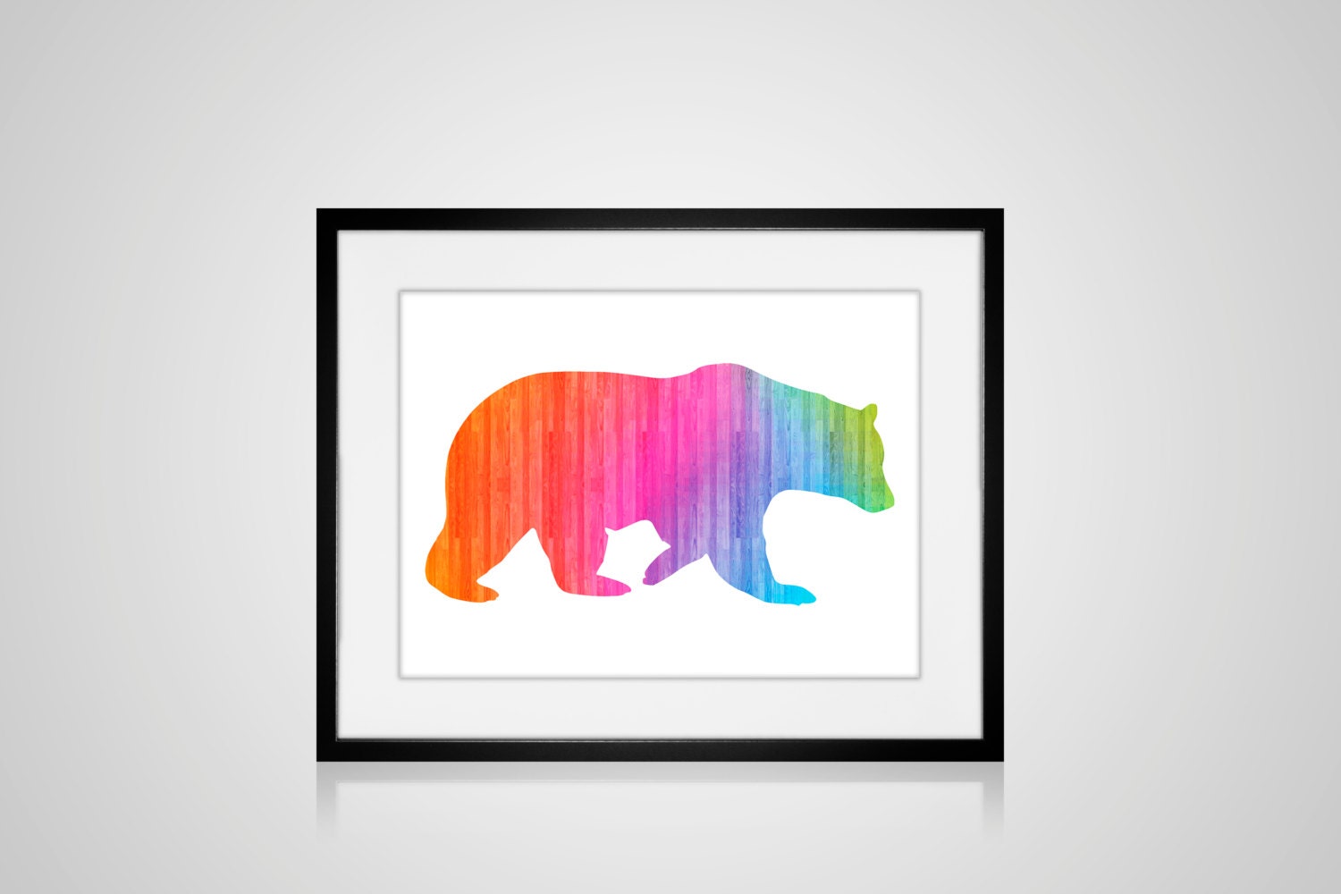 PRINTABLE RAINBOW BEAR Art Print 8" x 10" Modern Minimalist Digital Download Lodge Mountain Cabin Wall Decor