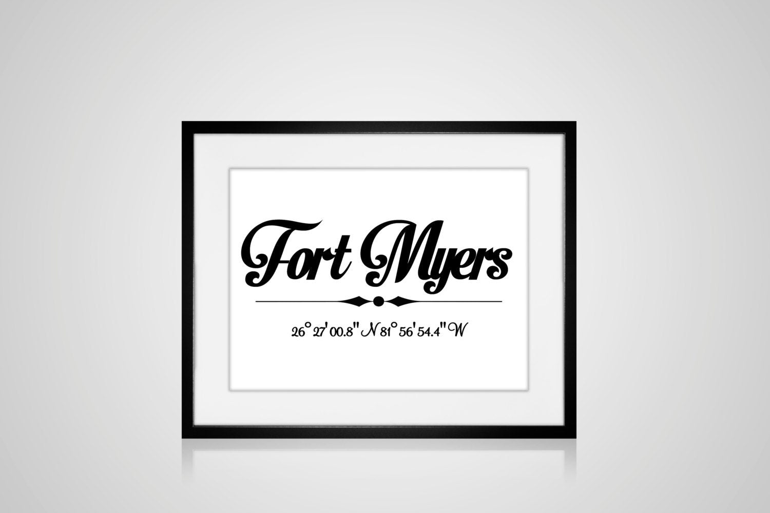 FORT MYERS, Florida PRINTABLE Coordinates Typography Art Print 8" x 10" White & Black Ft Myers Modern Minimalist Digital Download