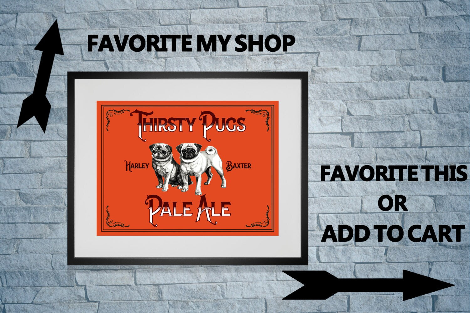 BAR ART Thirsty Pugs Pale Ale Art Print, For You To Print Man Cave Beer Bar Dog Dogs Download Art