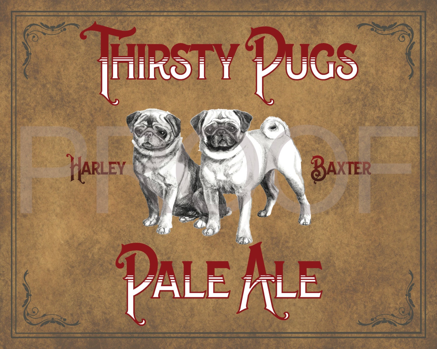BAR ART PRINT Pugs Thirsty Pugs Pale Ale Art Print, For You To Print Man Cave Beer Bar Dog Dogs Download Art