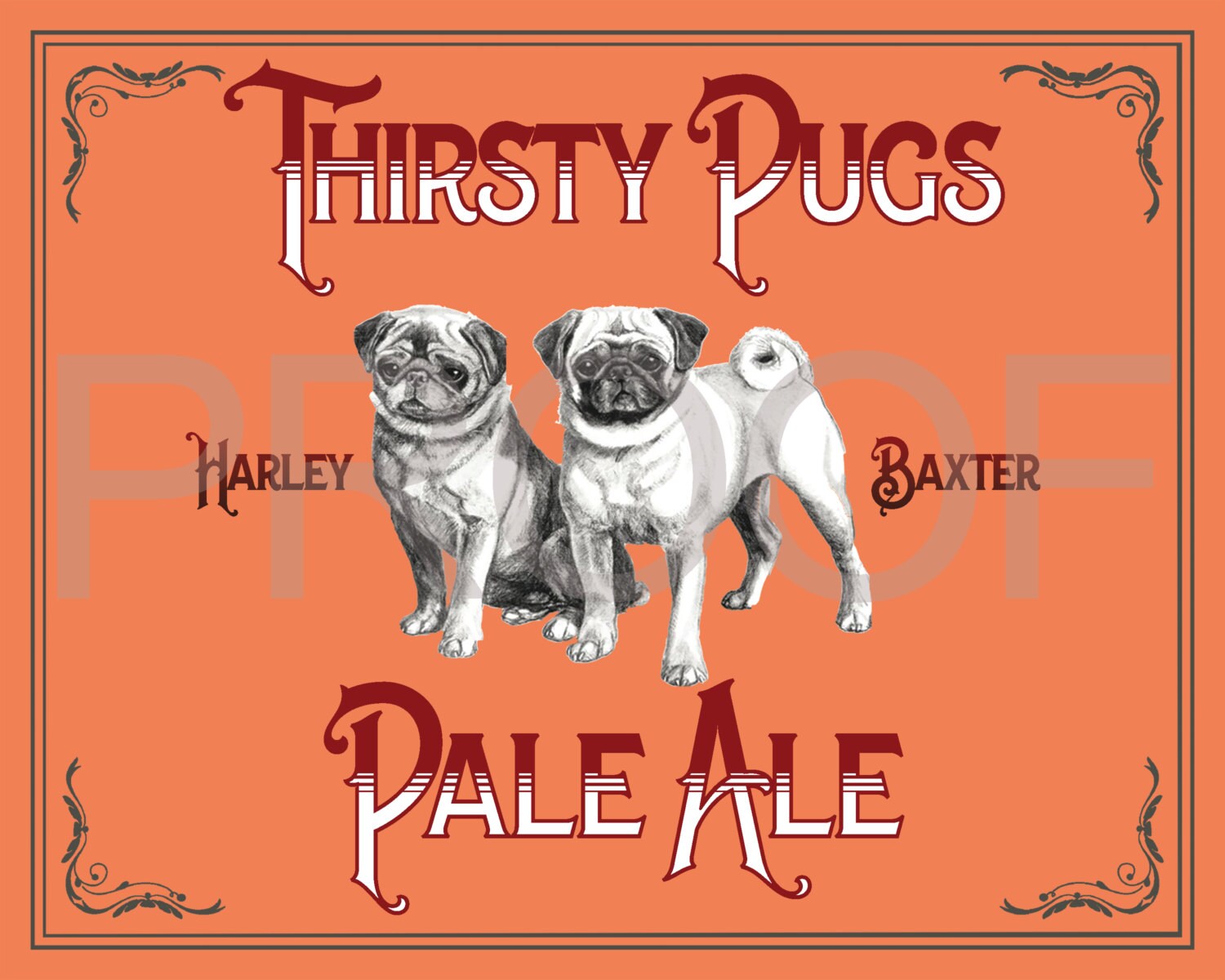 BAR ART Thirsty Pugs Pale Ale Art Print, For You To Print Man Cave Beer Bar Dog Dogs Download Art