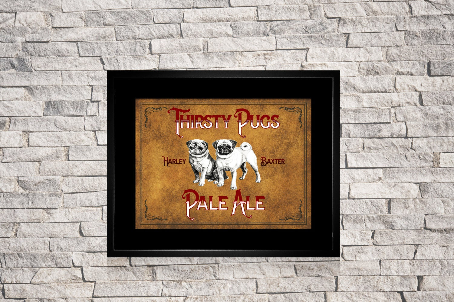 BAR ART PRINT Pugs Thirsty Pugs Pale Ale Art Print, For You To Print Man Cave Beer Bar Dog Dogs Download Art