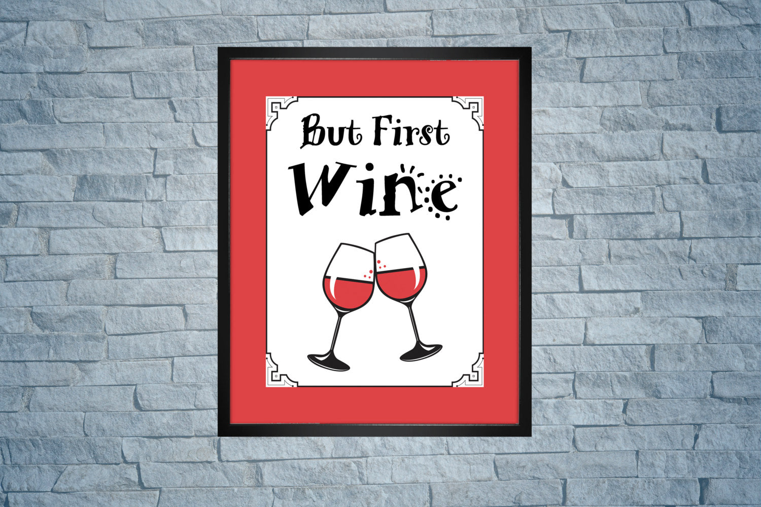 BAR ART PRINT, But First Wine Printable Cheers Wine Art Wine Cellar Print 8x10 & 11x14 Instant Download Inspirational Typography Wall Decor
