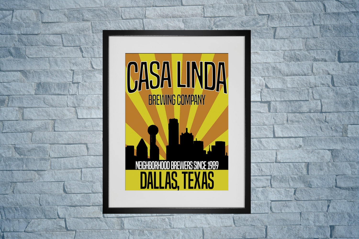 DALLAS BAR ART Casa Linda Brewing Company Texas Art Print For You To Print Instant Download