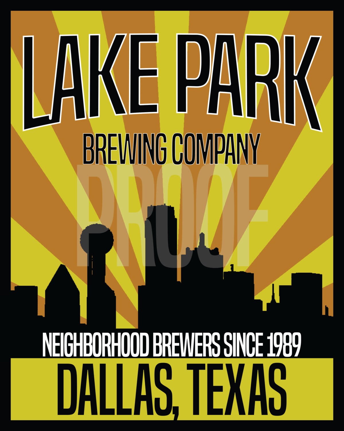 DALLAS BAR ART Lake Park Brewing Company Texas Art Print For You To Print Instant Download