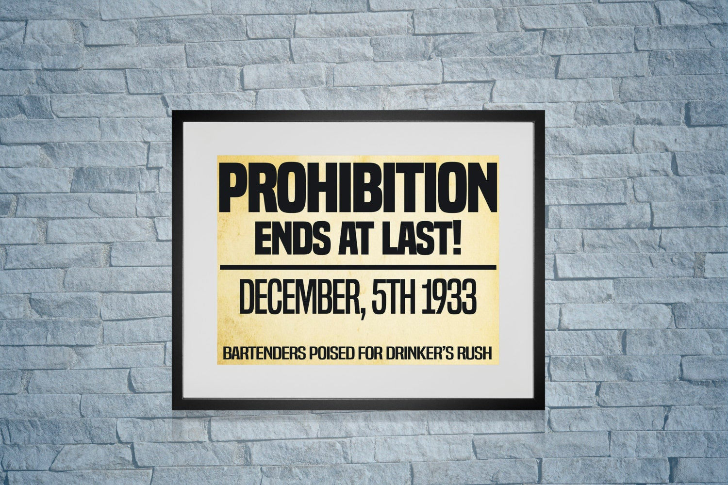 BAR ART Prohibition Ends Old Newspaper Headline Art Print For You To Print Instant Download